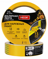 Лента малярная DЕCOR 25 мм х 25 м, оранжевая, для наружных работ