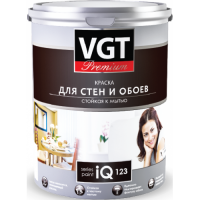 Краска VGT PREMIUM для стен и обоев IQ 123 база А стойкая к мытью 2л (3,1кг)