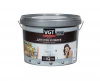 Краска VGT PREMIUM для стен и обоев IQ 123 база А стойкая к мытью 9л (14кг)