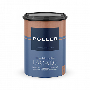 Краска Poller A.R.T. латексная глубокоматовая для фасадов и цоколей База С белая 0,9 л