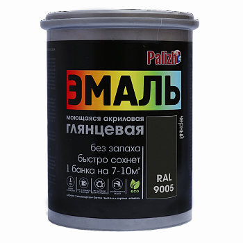 Эмаль акриловая глянцевая "Palizh" черная RAL 9005 1 кг