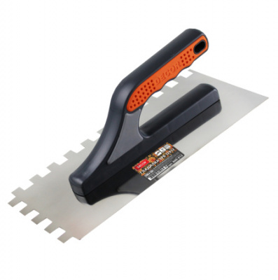 Гладилка DЕCOR, 3 компонентная ручка, 280х130мм, нержавеющий зуб 10х10 мм; 0,7 мм