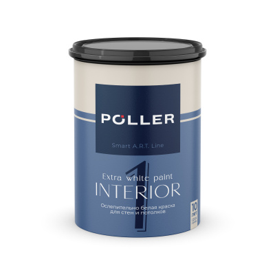 Краска Poller A.R.T. латексная для стен и потолков 1 белая 0,9 л