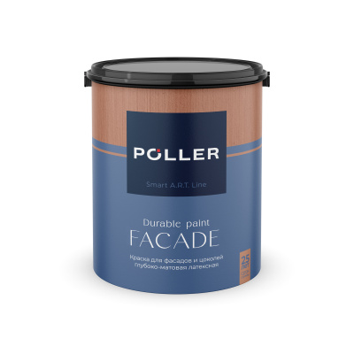 Краска Poller A.R.T. латексная глубокоматовая для фасадов и цоколей База А белая 2,5 л
