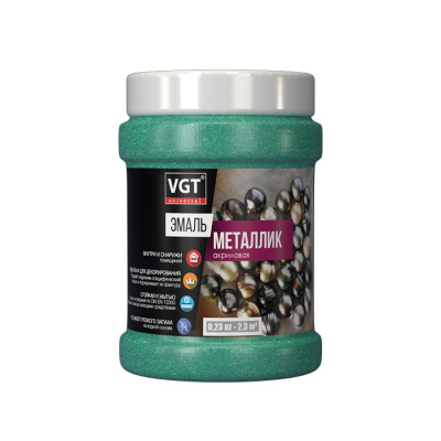Эмаль VGT акриловая ВД-АК-1179 "МЕТАЛЛИК" изумруд 0,23кг (неморозостойкая)