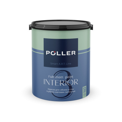 Краска Poller A.R.T. латексная глубокоматовая для обоев и стен 3 База А белая 2,5 л