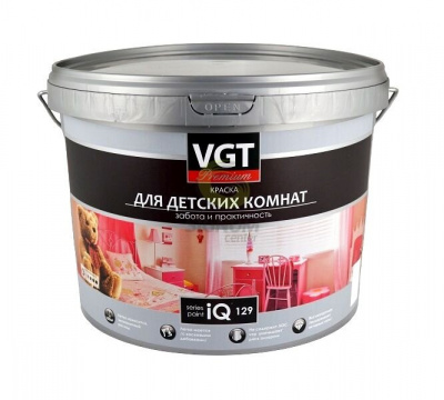Краска VGT PREMIUM для детских комнат IQ 129 база А 9л (14кг)