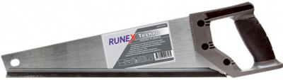 Ножовка по дереву 400мм прямой зуб, 7з/д 9-0-9-0 закал, быстрый распил 2-комп рук. "Runex Techno"