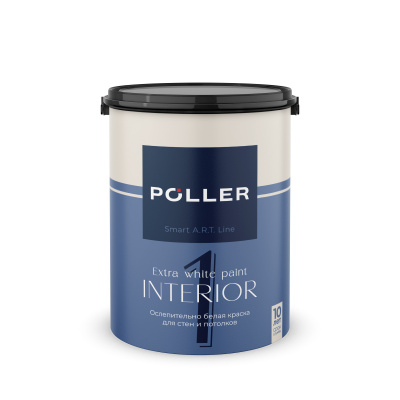 Краска Poller A.R.T. латексная для стен и потолков 1 белая 4,5 л