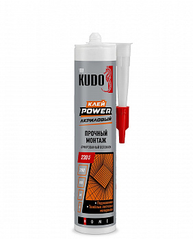Клей KUDO HOME Power армированный волокном на акриловой основе, белый 280 мл