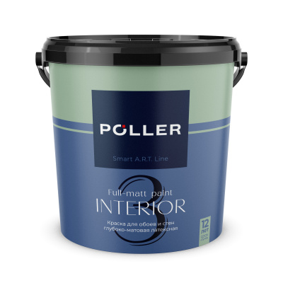 Краска Poller A.R.T. латексная глубокоматовая для обоев и стен 3 База А белая 9 л