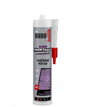 Клей KUDO HOME Montage для надежного монтажа на акриловой основе, белый 280 мл